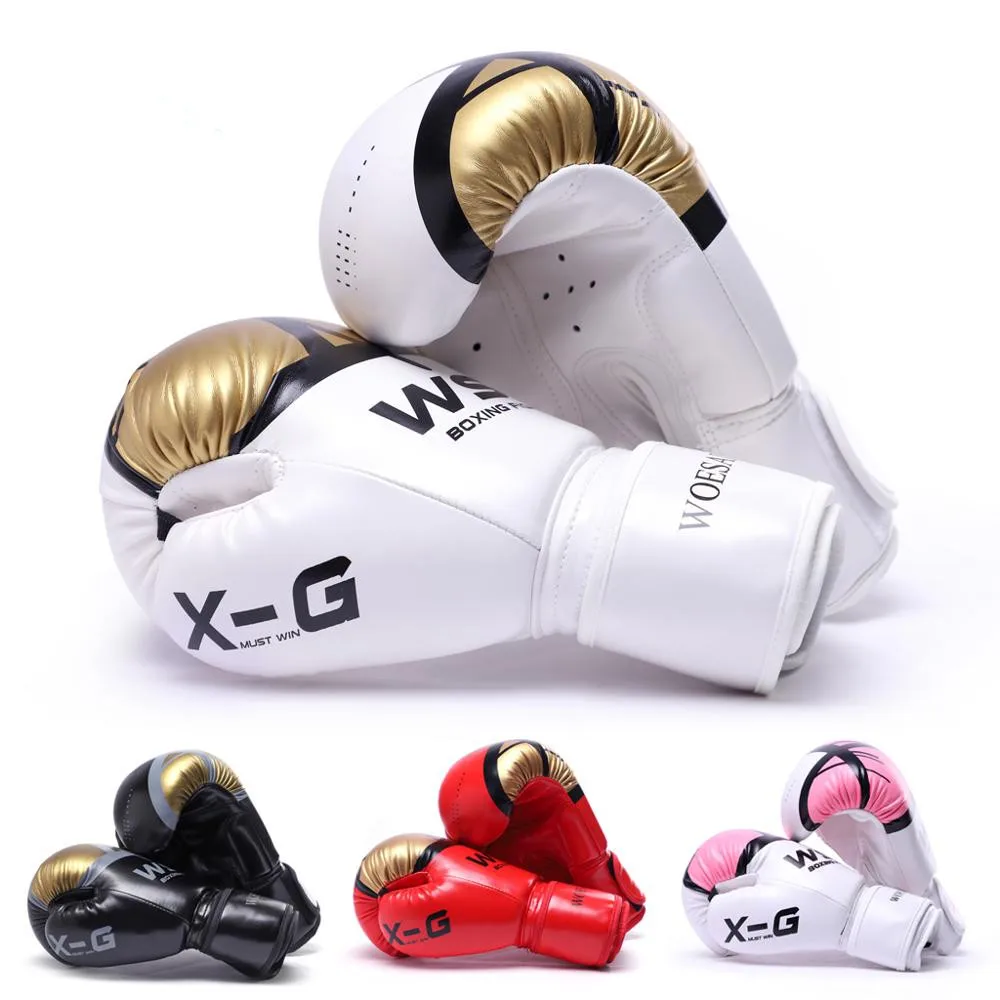 

Adults Women Men Children Boxing Gloves Leather MMA Muay Thai Boxe De Luva Mitts Sanda High Quality Equipments 6 8 10 12 OZ boks