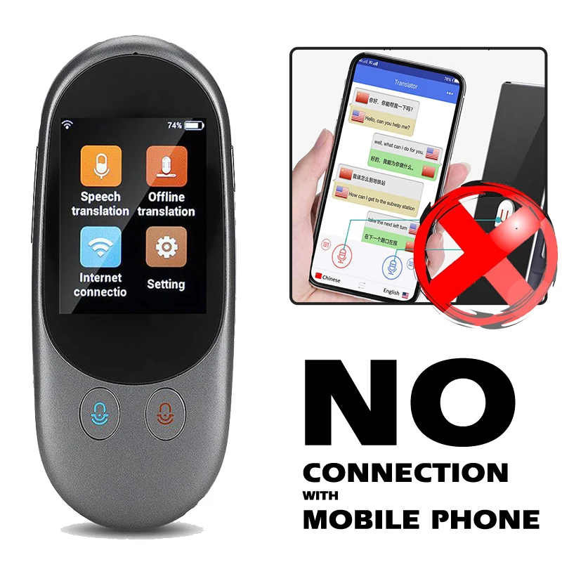 Portable Multi Languages Offline Voice Translator, F1 Camera 2.4 inch Screen Real Time Instant Two-Way 65 Languages Translation afbeelding