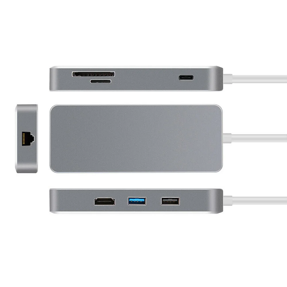 7 в 1 type C зарядный концентратор к HDMI RJ45 Gigabit LAN USB3.0 TF SD адаптер для Mac Поддержка всех моделей с TPPE-C серии ноутбуков