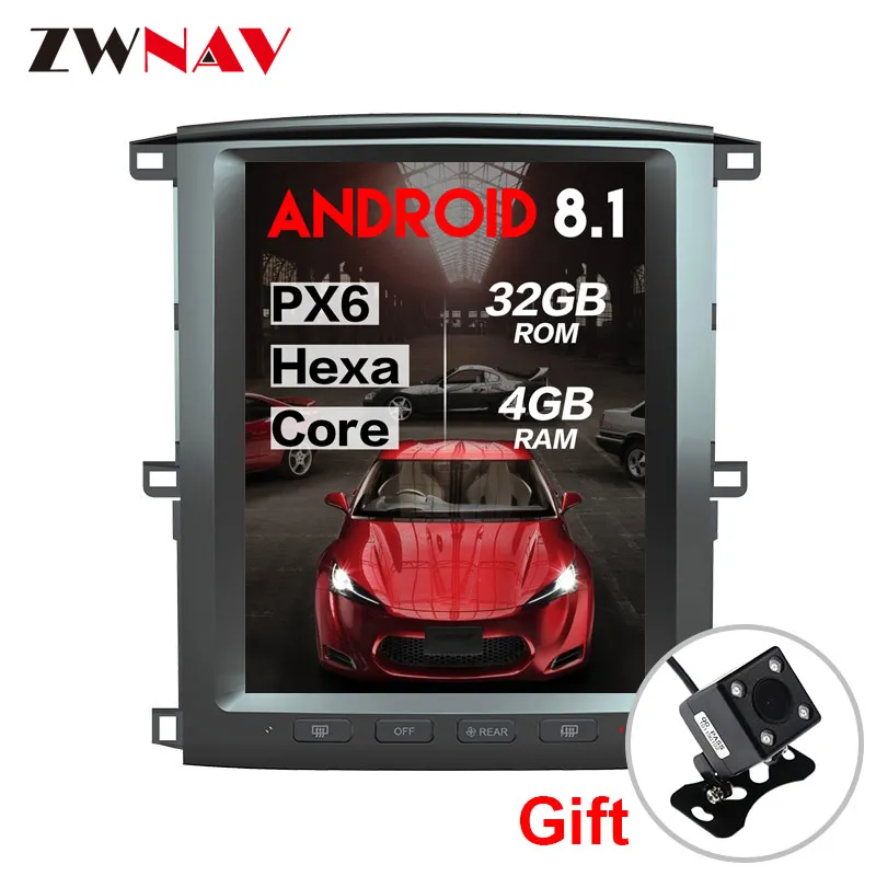 PX6 4 + 64 Tesla стиль Android 8,1 автомобильный dvd мультимедийный плеер блок для Toyota land cruiser lc100 2002-2007 gps-навигация Авторадио
