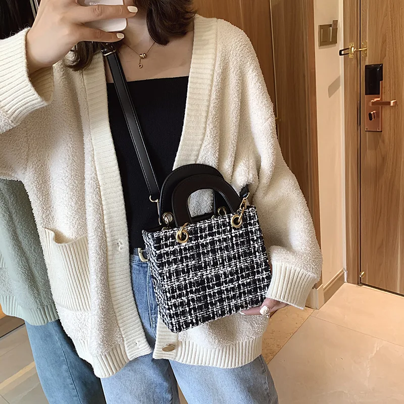 Шерстяная женская сумка осенняя и зимняя модная дама Tote Сумка шерстяная сумка через плечо Корейская роскошная дизайнерская брендовая сумка-мессенджер