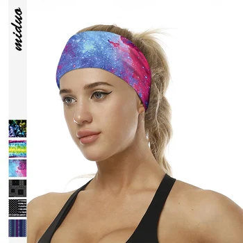 

New Arrive Starry Sky Digital Printing Headbands Yoga Fitness Sweat-absorbent Turban Trend Hair Band for Outdoor Run Sports