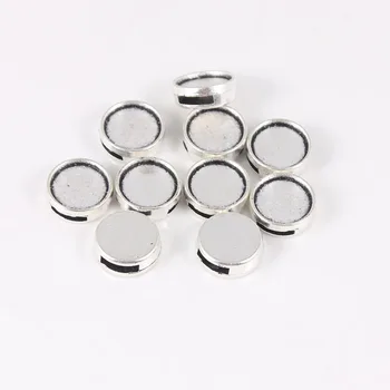 

1000pcs Antique Silver Slider Bead Charms Cabochon Setting, Fit 12mm Round Cabochon, Hole Size 2*8mm DIY Bracelet Materials