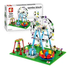 Baby City Street View Amusement Park Rotating Swing Ferris Wheel Assembled Small Particles Enlightenment Building Blocks Toys park swing garden swing amusement park equipment