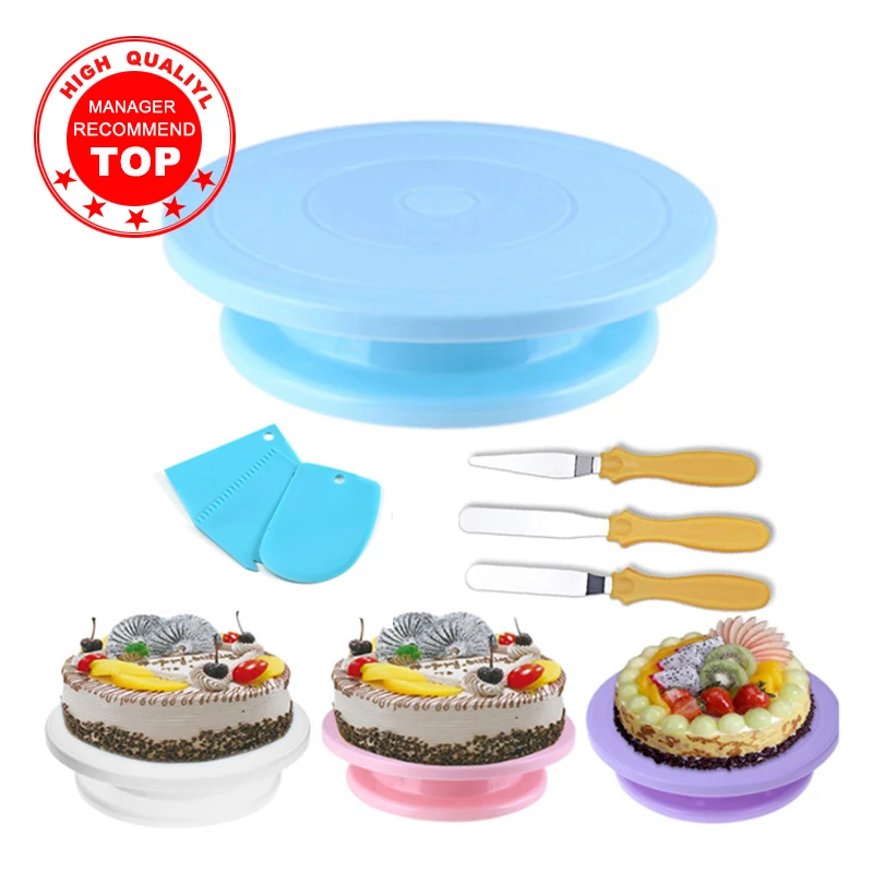 11 DIY Pan Baking Tool Plastic Cake Plate Turntable Rotating Anti-skid Round Cake Stand Cake Decorating Rotary Table Kitchen