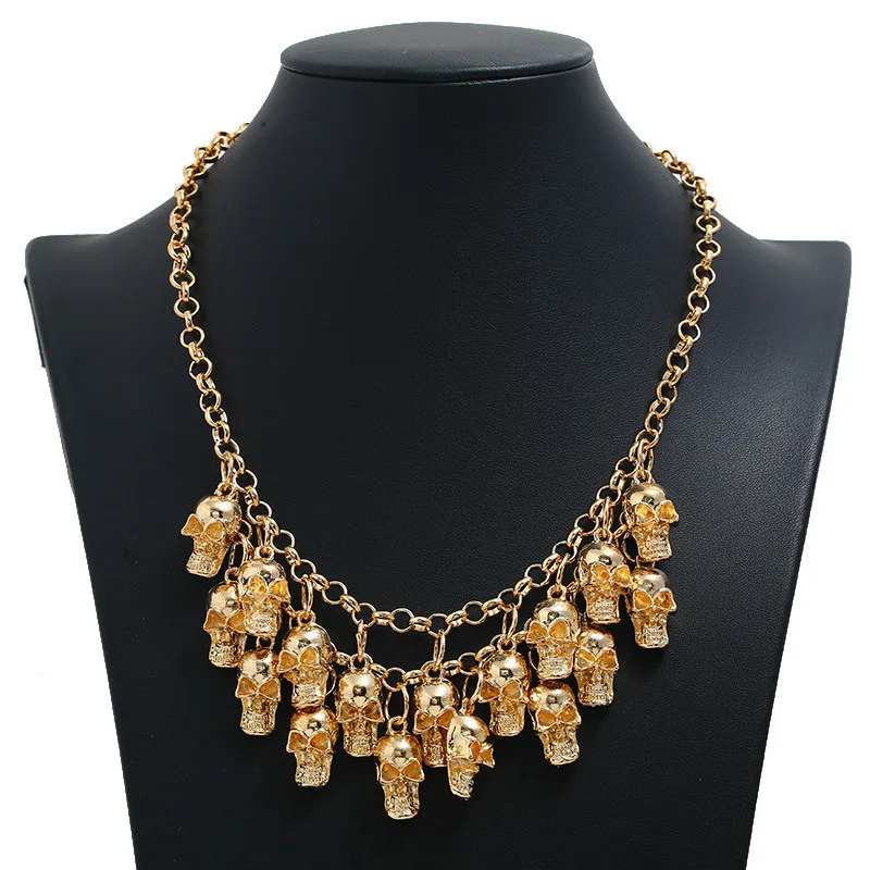 Модные, в стиле рок, панк, ожерелье с черепом и подвеской, массивное ожерелье, винтажное ожерелье с пиратским скелетом, Женские Ювелирные изделия, 5 цветов - Окраска металла: KC gold