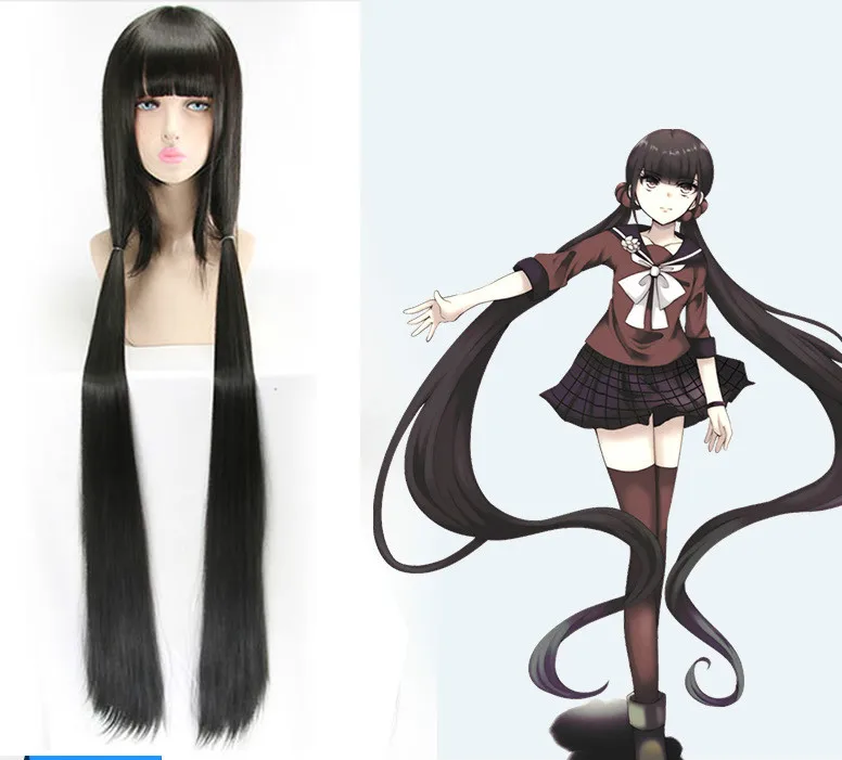 Черные прямые длинные челки Danganronpa Dangan Ronpa V3 Harukawa Maki термостойкие синтетические