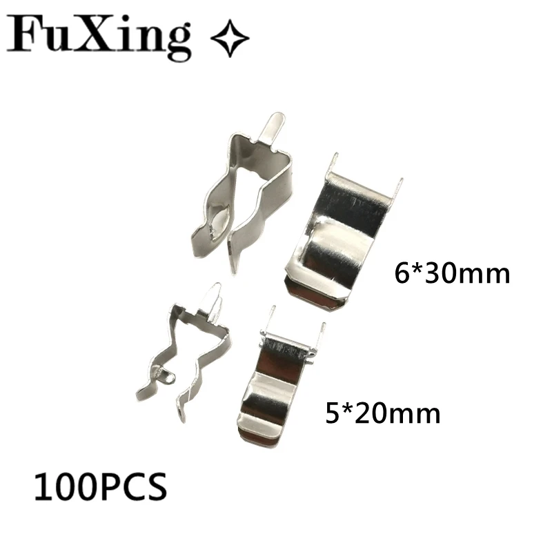 100pcs 5*20mm 6*30mm Fuse Holder Clips Glass Quick Fast Blow Fuses