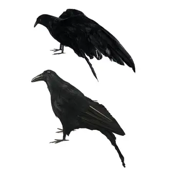 

2pcs Black Realistic Crow Hunting Decoys Garden Bird Deter Scarer Scarecrow Mice Pest Control Deterrent Garden Halloween Decor