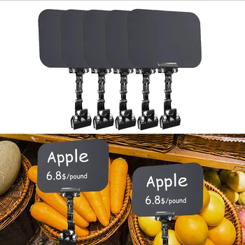 

Behogar 5PCS 360 Degree Rotatable Waterproof Price Display Sign Clip + 5PCS Mini Rewritable Chalkboard for Retail Stores Mall