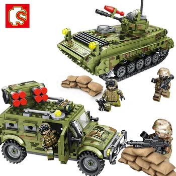 

SEMBO Military WW2 Army Action Figures battle Tank Vehicle Model Building Block kits kids Educational Toys Birthday Gift