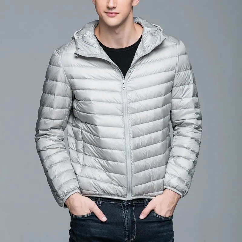 Autumn And Winter The New Super Light Thin Section Men's Down Jacket Brief Paragraph Big Yards Leisure Hooded Down Jacket