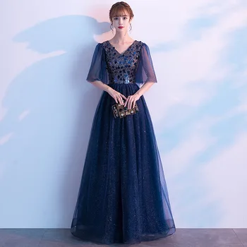 

Chinese Women Cheongsam Velvet Patchwork Lace Mesh Pleated Dresses Sequins Qipao Stand Collar V-neck Dress Large Size 3XL 4XL