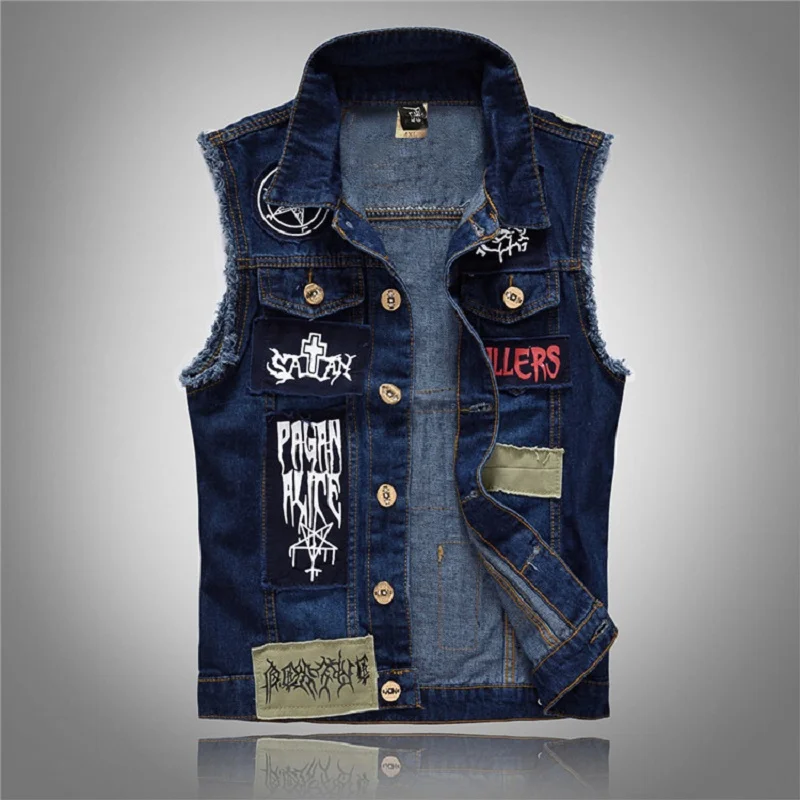 2021 New Denim Vest Men's Casual Punk 