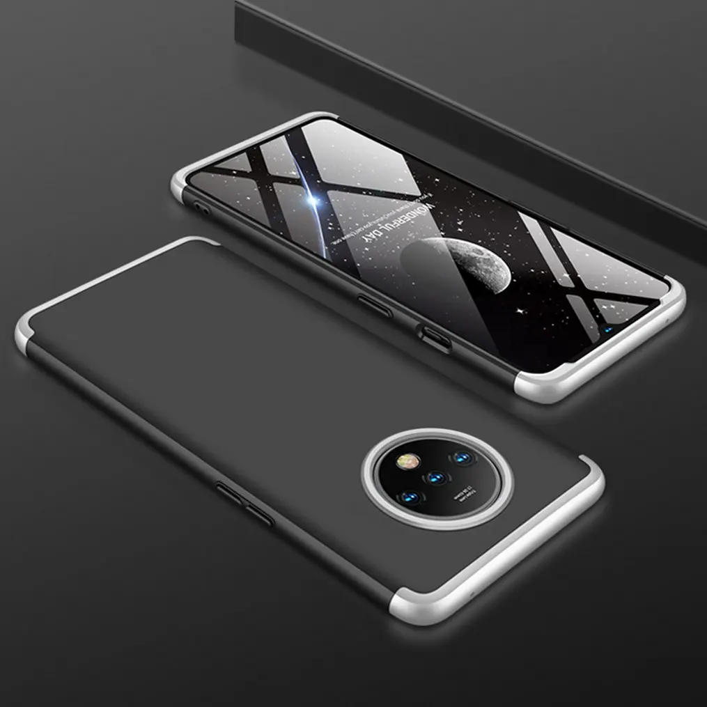 3-в-1 полный Защитный чехол для OnePlus 7T Pro 7T чехол полное заднее покрытие для OnePlus 7T OnePlus 7t 1+ 7t pro 7 Жесткий чехол для телефона - Цвет: Black Silver