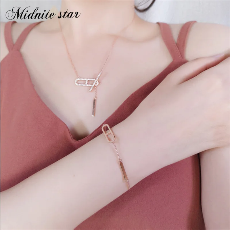 Midnite Star, Стерлинговое Серебро пробы, H, свиной нос, розовое золото, Джокер, подарок, цепочка на ключицу, Стерлинговое Серебро, женское ожерелье, браслет, мода