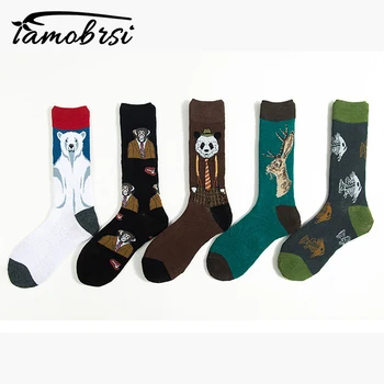 

Streetwear Skateboard Funny Animal Cartoon Pattern Novelty Winter Sports Female Cotton Socks Warm Short Happy Women Men Socks