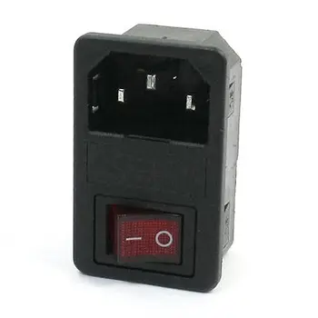 

250VAC 10A Fuse Holer 4 Pin O/I Rocker Switch IEC320 C14 Inlet Power Plug 500pcs