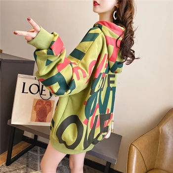 

loose velvet thick Plus hooded Hoodies women 2020 autumn and winter new street clothing letters long sleeve jacket