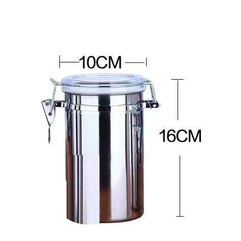 1100ML Металлический резервуар для хранения из нержавеющей стали, домашняя кухонная ореховая закусочный кофе в зернах, молочный чай, конфеты, печенье, влагостойкая герметичная круглая банка - Цвет: 1100ML