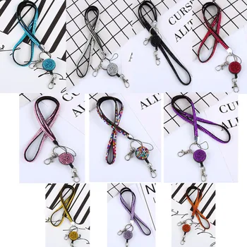 

Resin Diamond Bling Neck Lanyard Retractable ID Badge Reel Phone Key Holder for Party Favor Giveaways