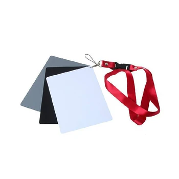 

3 in1 Pocket Size Digital Camera 18% White Black Grey Balance Cards with Neck Strap for Digital Photography