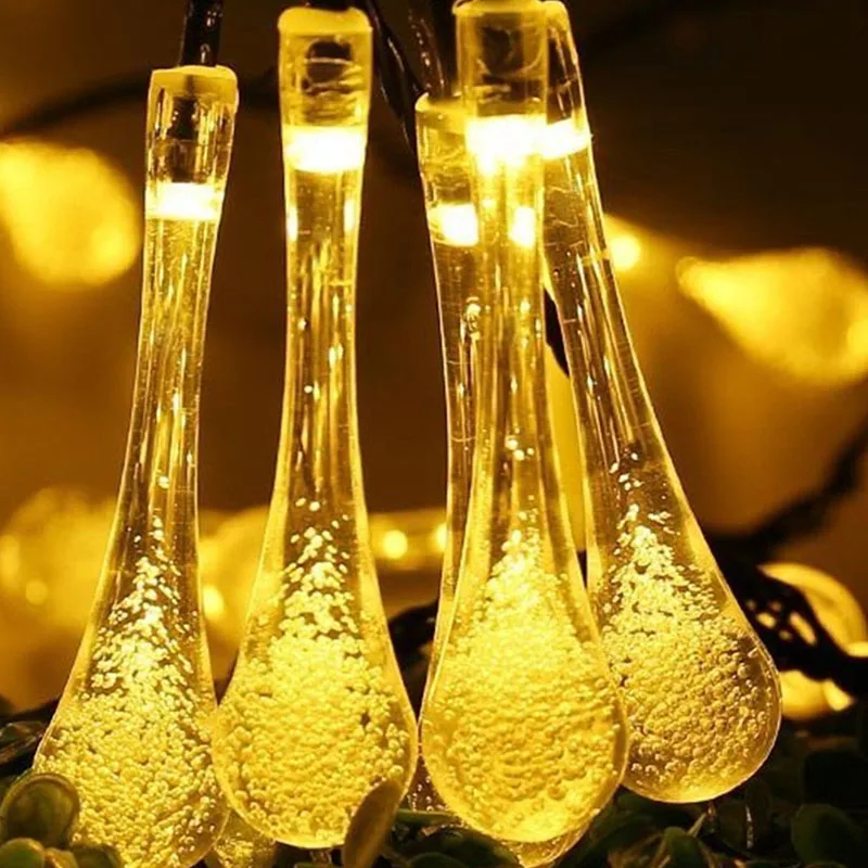 

30LED Solar Light String Outdoor Waterproof Water Drop Fairy Lights Decoration For Christmas Garden Party Lighting