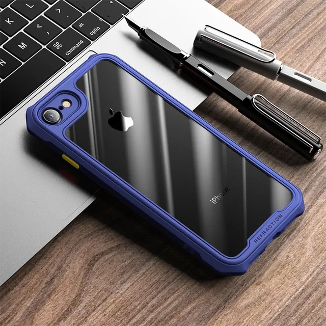 Shockproof Case for Apple iphone 7 8 Plus SE 2020 X XS XR Cases Clear Transparent Back Cover for iPhone 13 12 11 PRO MAX Mini Navy Blue