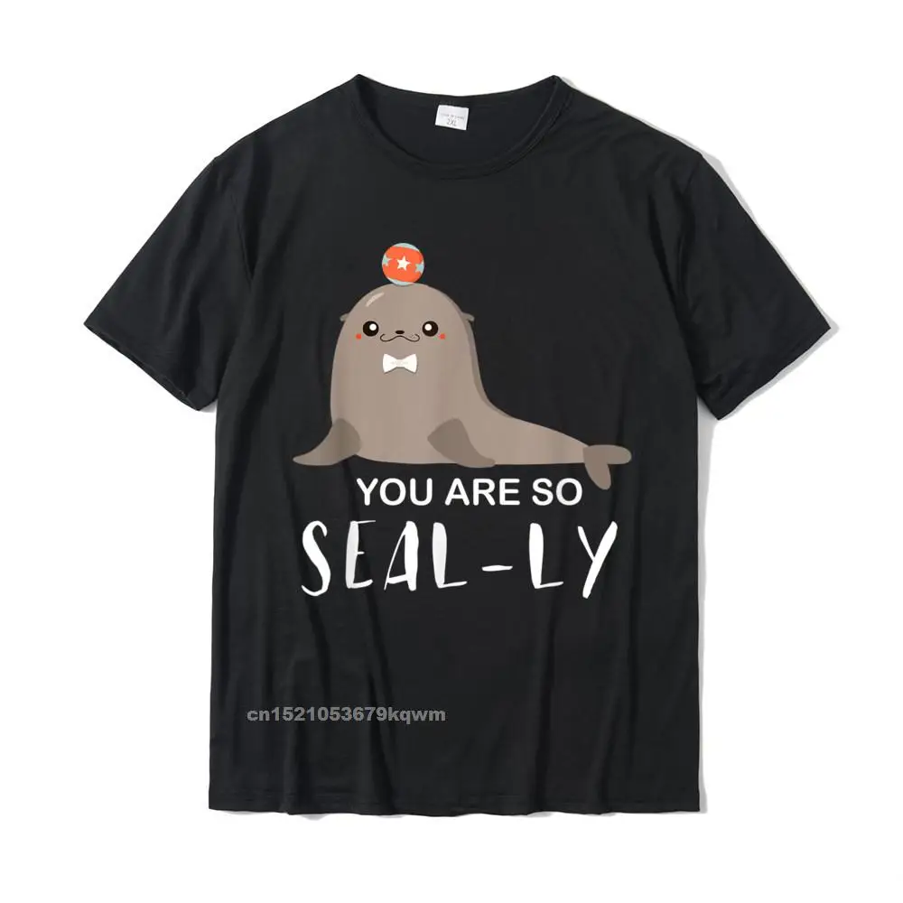 Casual Tees Hot Sale Round Collar Simple Style Short Sleeve Pure Cotton Mens T Shirt Design Tee Shirt Top Quality Cute Seal Shirt Funny Animal Shirt Youre So Silly T-Shirt__3074 black