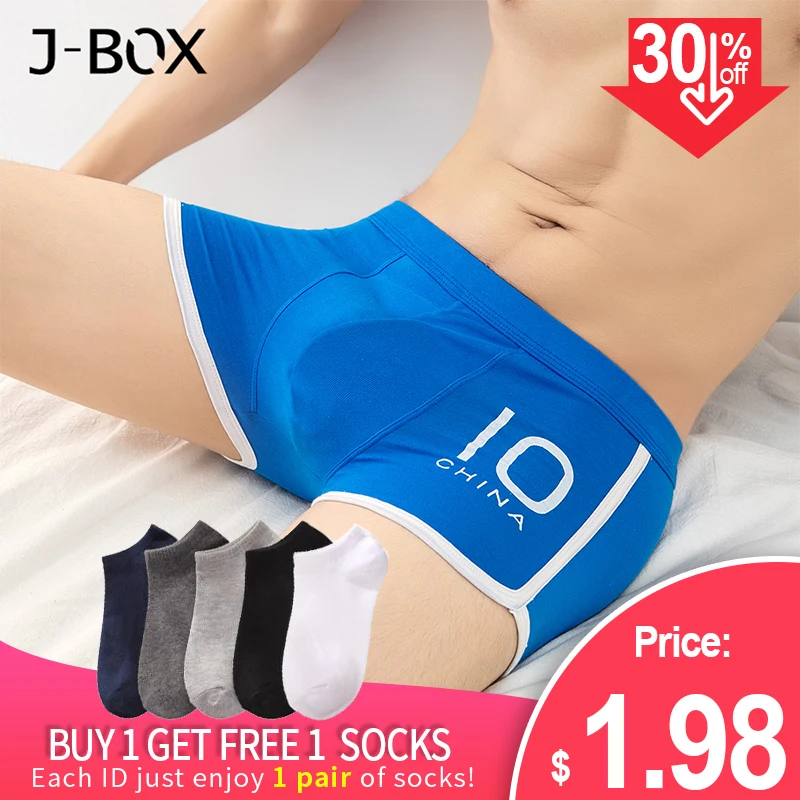 J-BOX 1-4 Шт. Мужчины AAA Антибактериальныйнижнее белье Sexy Mesh трусы Мягкие Хлопковые Боксеры Мужской Плюс Размер Толстяк Трусики Одежда