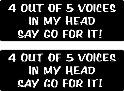 Для 2x4 из 5 voices в моей голове скажите: go For it, наклейка смешная, юмористичная, жесткая шляпа, Ланч-бокс, ящик для инструментов, шлемы наклейки " x 3"