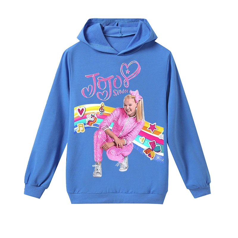 JoJo Siwa/Одежда для девочек; толстовки с капюшоном; Новая детская одежда; Осенняя хлопковая Футболка; топы; футболки для малышей; Рождественский свитер; комплект; пальто gormiti - Цвет: H1283