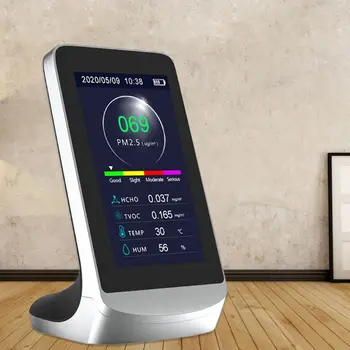 

Digital Air Quality Monitor PM2.5 HCHO/TVOC AQI Gas Detector w/ History Function R9UF