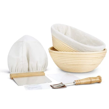 

Bread Proofing Basket Set, 2 Shapes - Round & Oval, Sourdough Proofing Bowl Gift for or Professional & Home Bakers,Artisan Homem