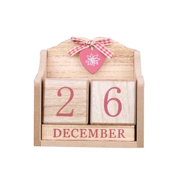 

DIY Desk Calendar Wooden Block Rustic Planner Living Room Gift Perpetual Photography Prop Craft Home Office Cafe Christmas Decor