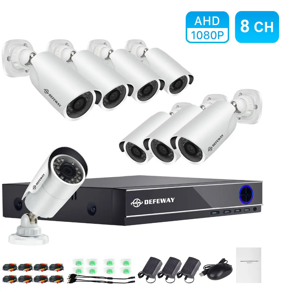 DEFEWAY 8CH DVR Kit CCTV система видеонаблюдения 8 шт. 1080P Домашняя безопасность
