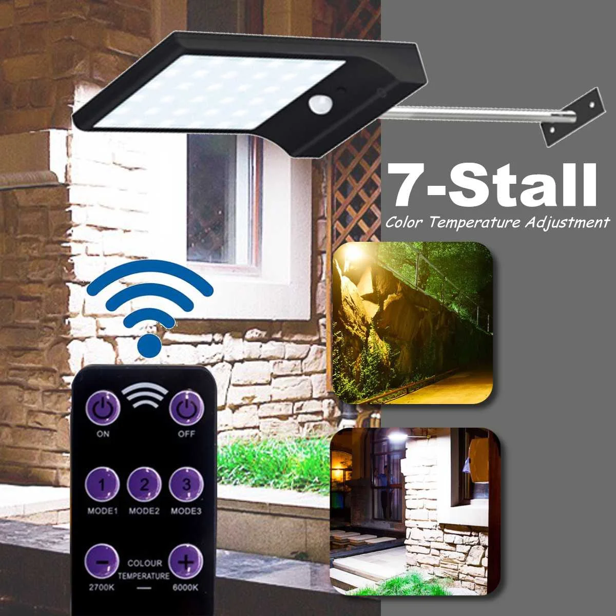 

3.8W LED Solar Street light Power PIR Motion Sensor Wall Light Garden Lamp Remote Control Decor Waterproof Security Lamp