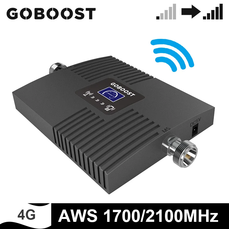 GOBOOST Band 4 Single Band Cellular Repeater FDD LTE AWS 1700 2100 MHz Gain 65dB Signal Booster 4g Mobile Signal Amplifier