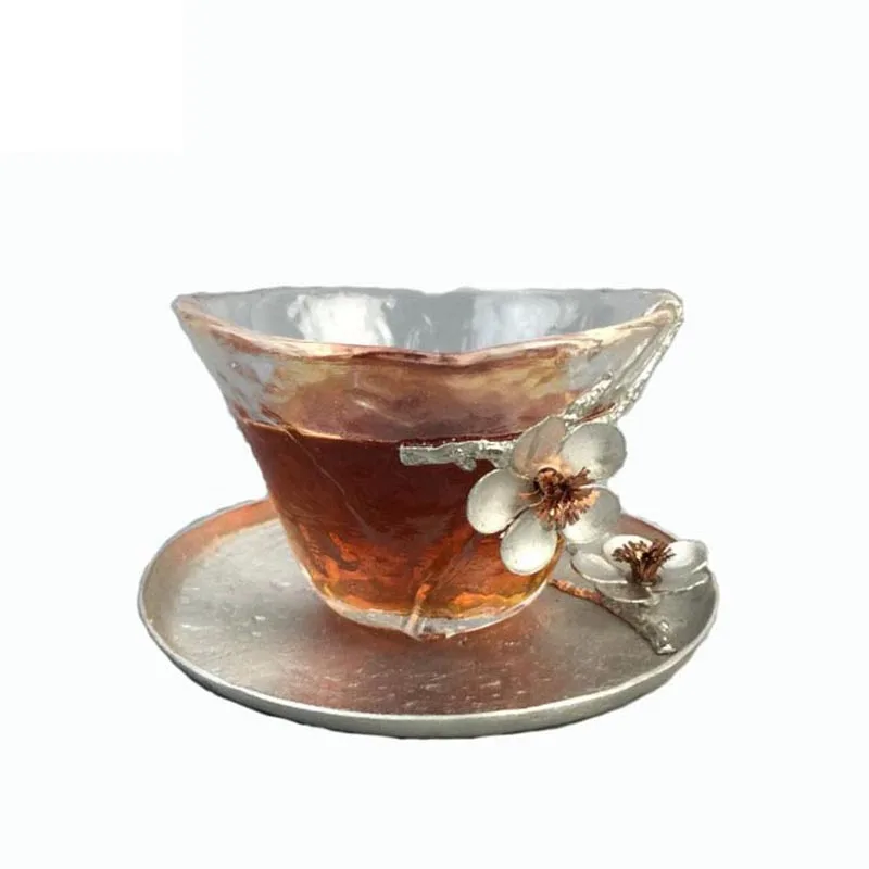 Японский стиль, прозрачная термостойкая стеклянная маленькая чайная чаша, ручная работа, Оловянная слива, стеклянная чайная чашка, чайный набор кунг-фу, мастер-чашка - Цвет: Q