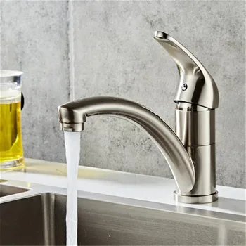 

Freeshipping From US Long Mouth Brushed Single handle Kitchen Faucet 1 to 3 hole installation Saving Water Bathroom Faucet