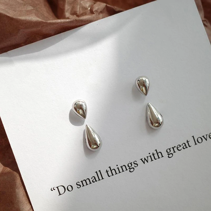 Vintage Two Ways To Wear Water Drop Metal Gold Earrings For Women 2021 New Trendy Simple Korean boucle oreille femme Jewelry - Image 3