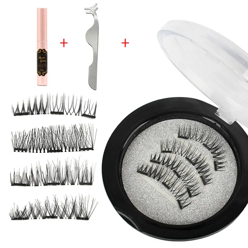 Magnet Eyelashes 4pcs/set No Glue False Eyelashes Waterproof Reusable 3D Magnetic Eyelashes & Magnetic Eyeliner & Tweezer Set Magnet Eyelashes 4pcs/set No Glue False Eyelashes Waterproof Reusable 3D Magnetic Eyelashes & Magnetic Eyeliner & Tweezer Set