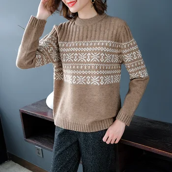 

Korean Loose Sweaters Women Winter Long Sleeve Pullovers Ladies O-Neck Tops Woman Harajuku Thick Woolen Clothes Female 1015-90