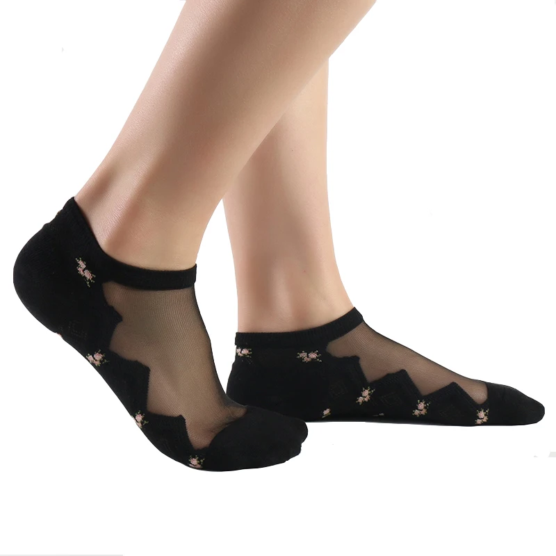 5 пар/упак. Модные Винтажные женские носки с цветочной вышивкой, шелковые чулки, тонкий носок, WS0010