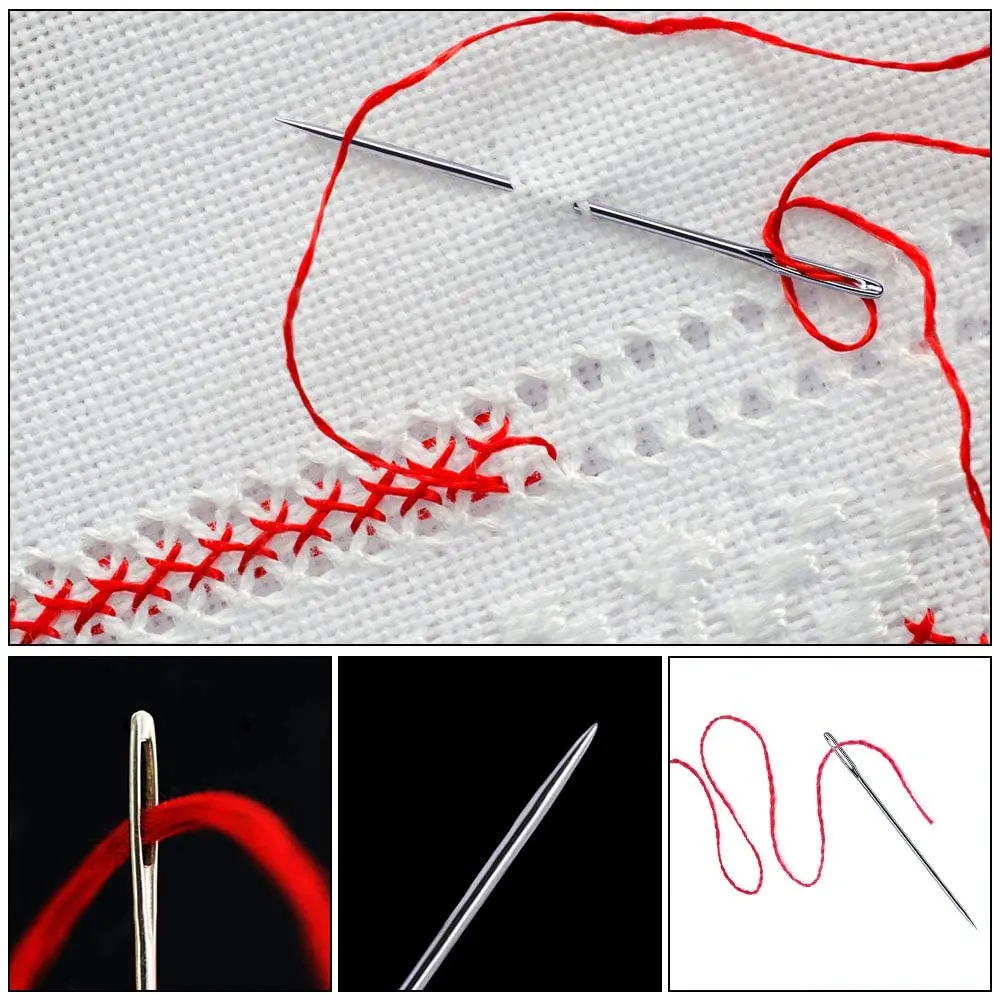 LMDZ 5PCS 5 Size Large Eye Stitching Long Needles Kit with Needle Storage  Tube 3.5inch to 6.8inch Hand Sewing Needles for Sewing