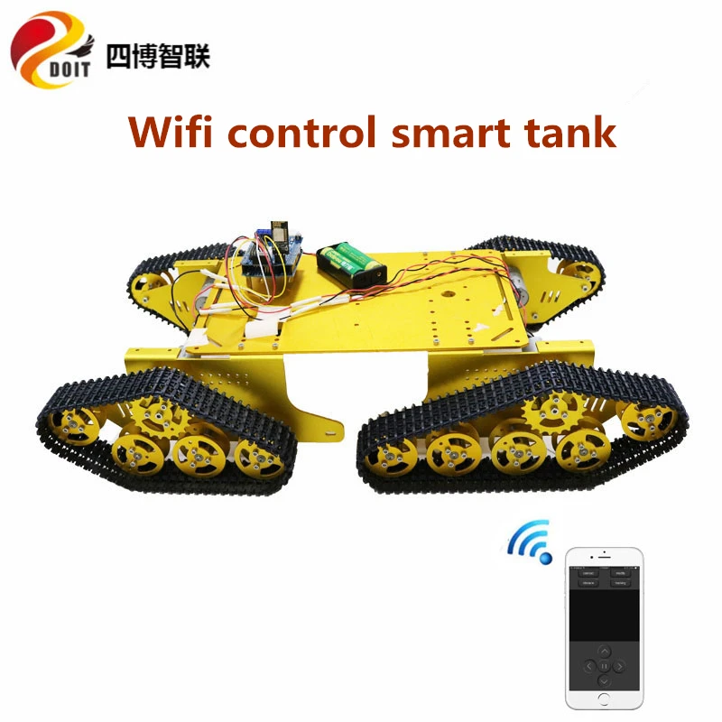 

SZDOIT WIFI/Bluetooth/Handle Control Metal TD900 4WD Tracked Tank Chassis Kit Wireless Remote Control 4 Drive Large Load Robot