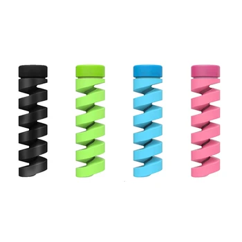 

4pcs USB Charging Cable Earphone Storage Case Desktop Space Save Spiral Protector Data Line Silicone Bobbin Winder Protective
