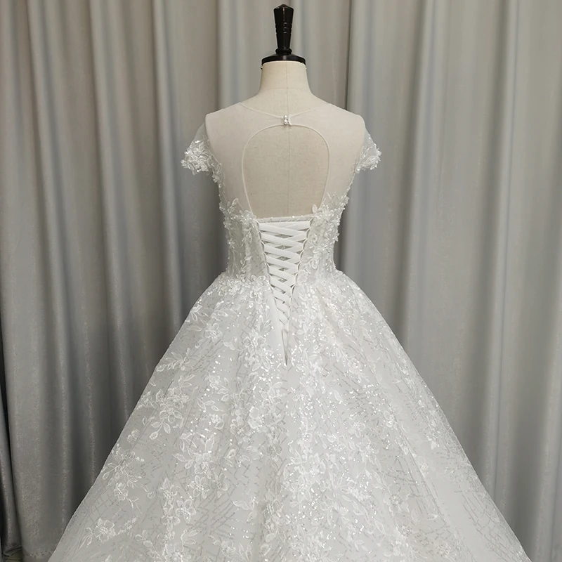 SL-6846 Customized ball gown wedding dress 2021 crystal bling bling lace beads bridal collection set wedding gowns plus size 4