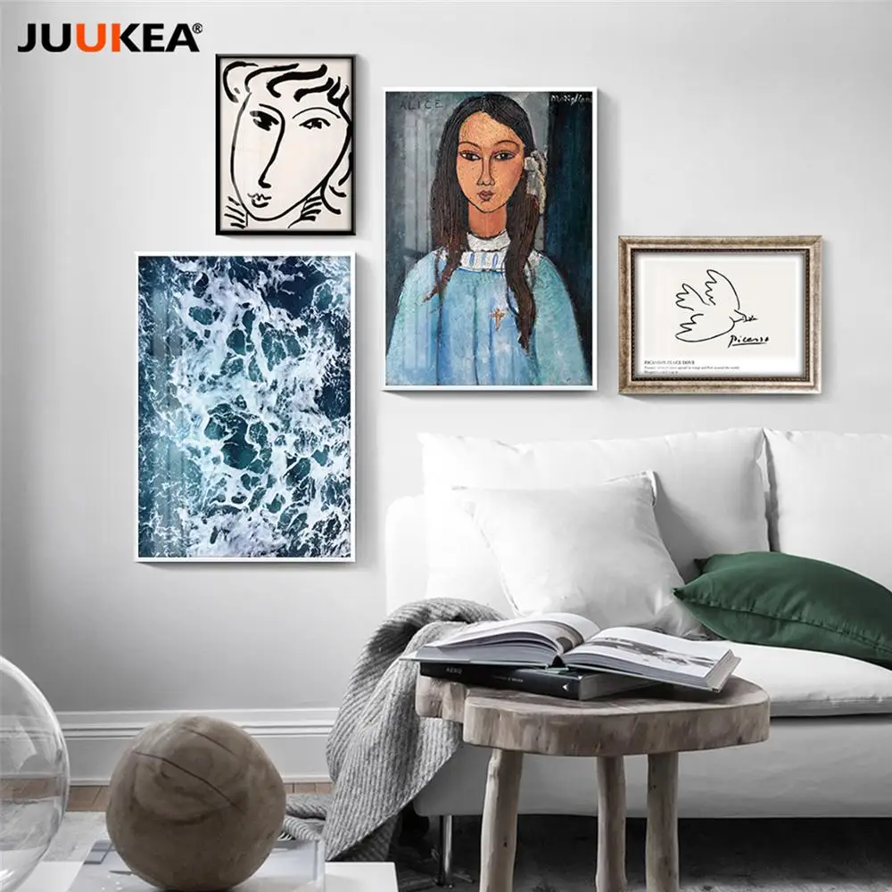 Классический постер с принтом Amedeo Modigliani Picasso для морской девушки группа холстов