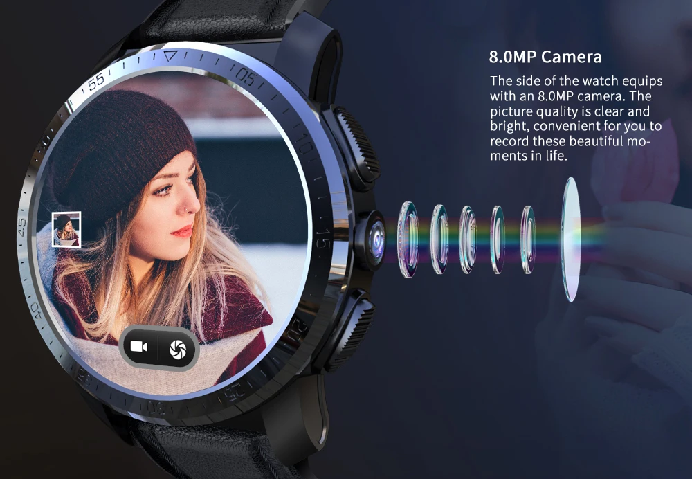  KOSPET Optimus Pro 3GB 32GB Smartwatch 8.0MP 800mAh IP67 waterproof GPS Dual System 4G Smart Watch 